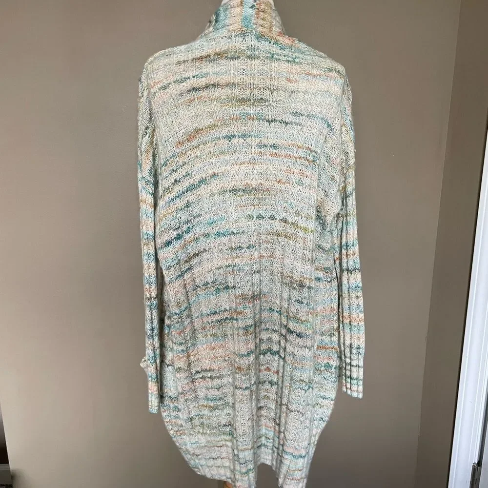 Anthropologie Space Dyed Longline Boho Cardigan Blue Green SZ M